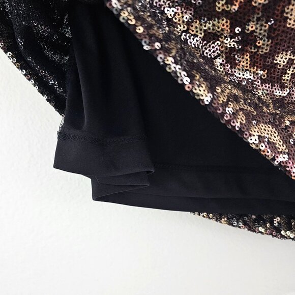 NWT ZARA Womens Sz L Sequin Gold Black Cheetah Mini Skirt Glam Party Night Out - Picture 10 of 13